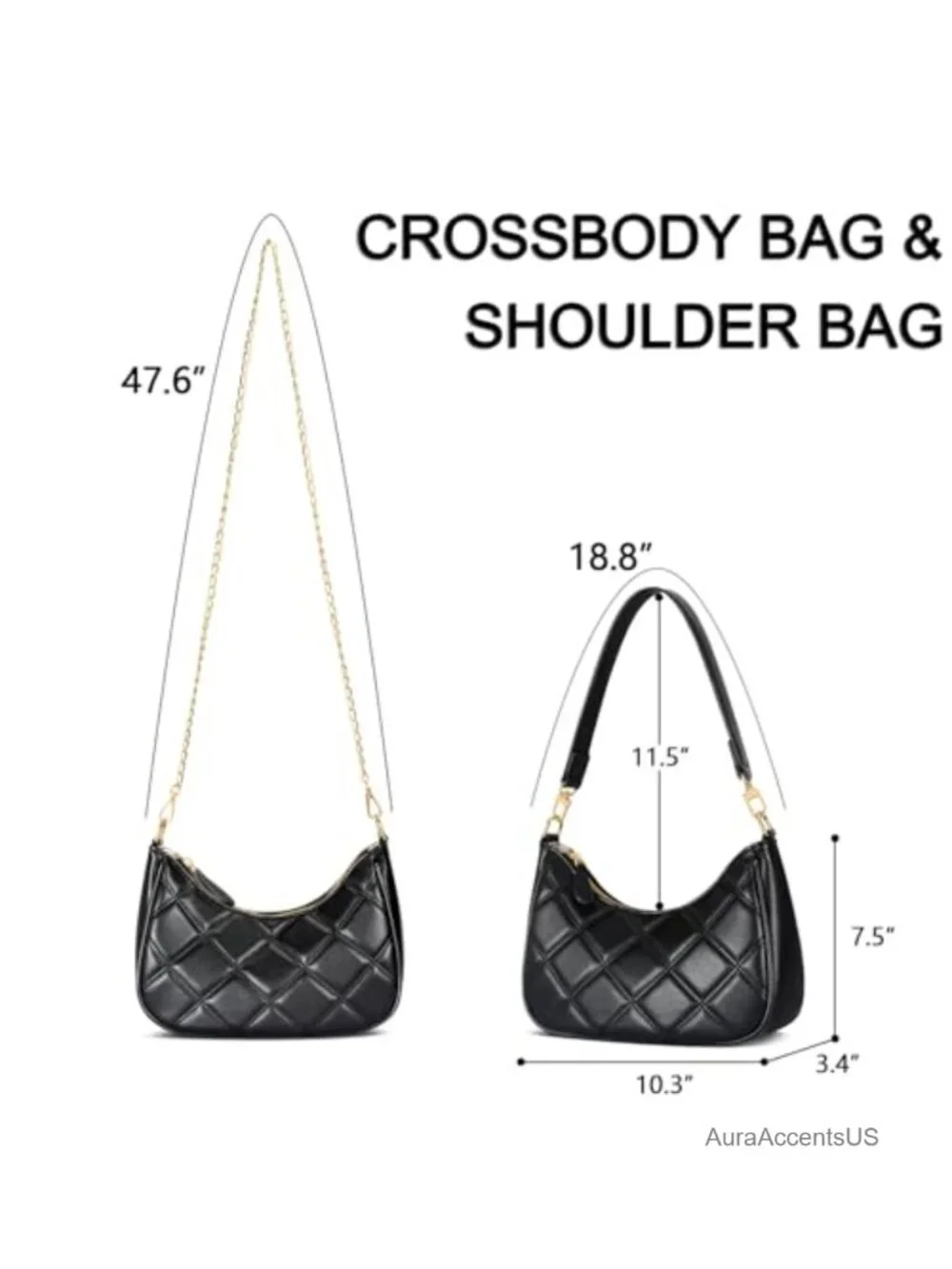 PU Leather Hobo Shoulder Bag with Chain Strap Crossbody Purse